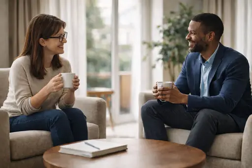 Client and advisor talking over coffee