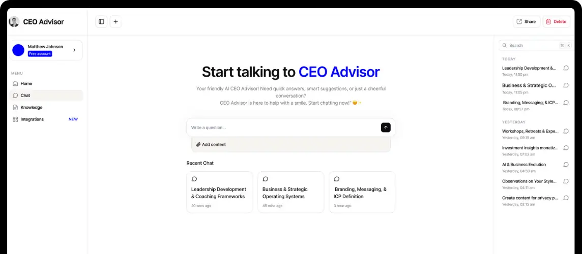 CEO Advisor chat interface