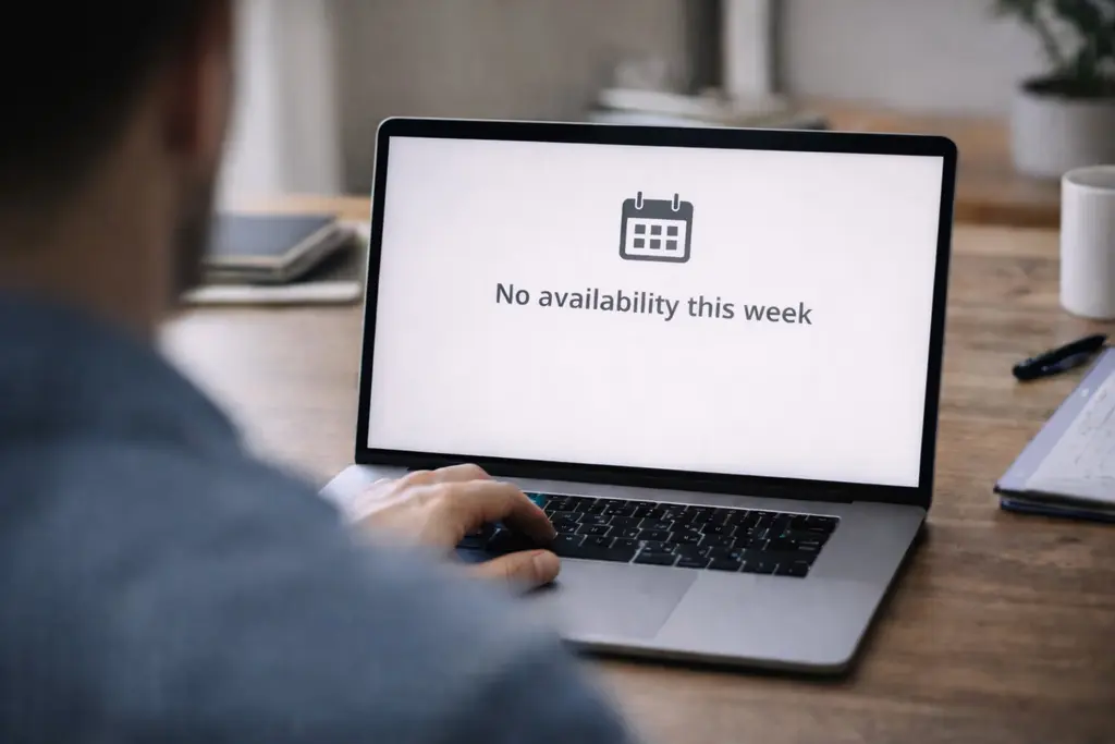 Laptop showing No availability this week
