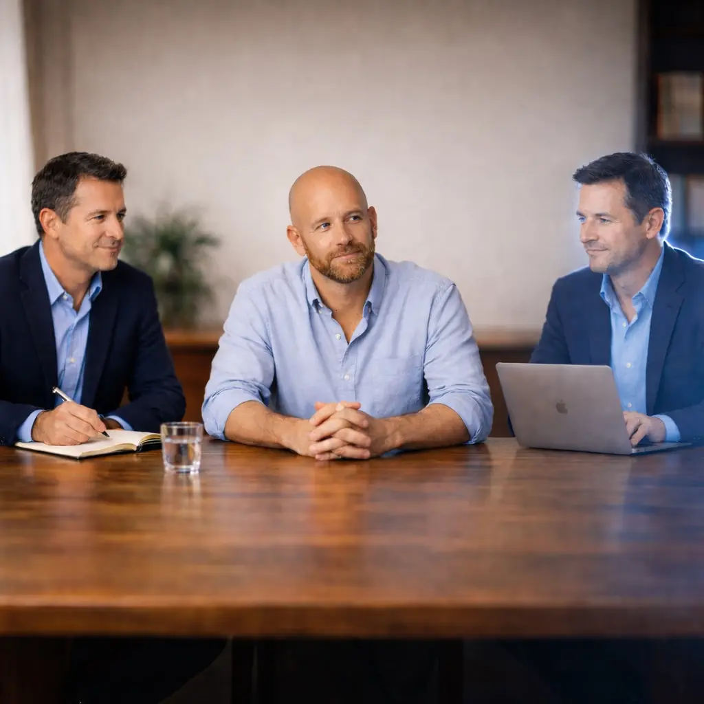Three advisors at a table